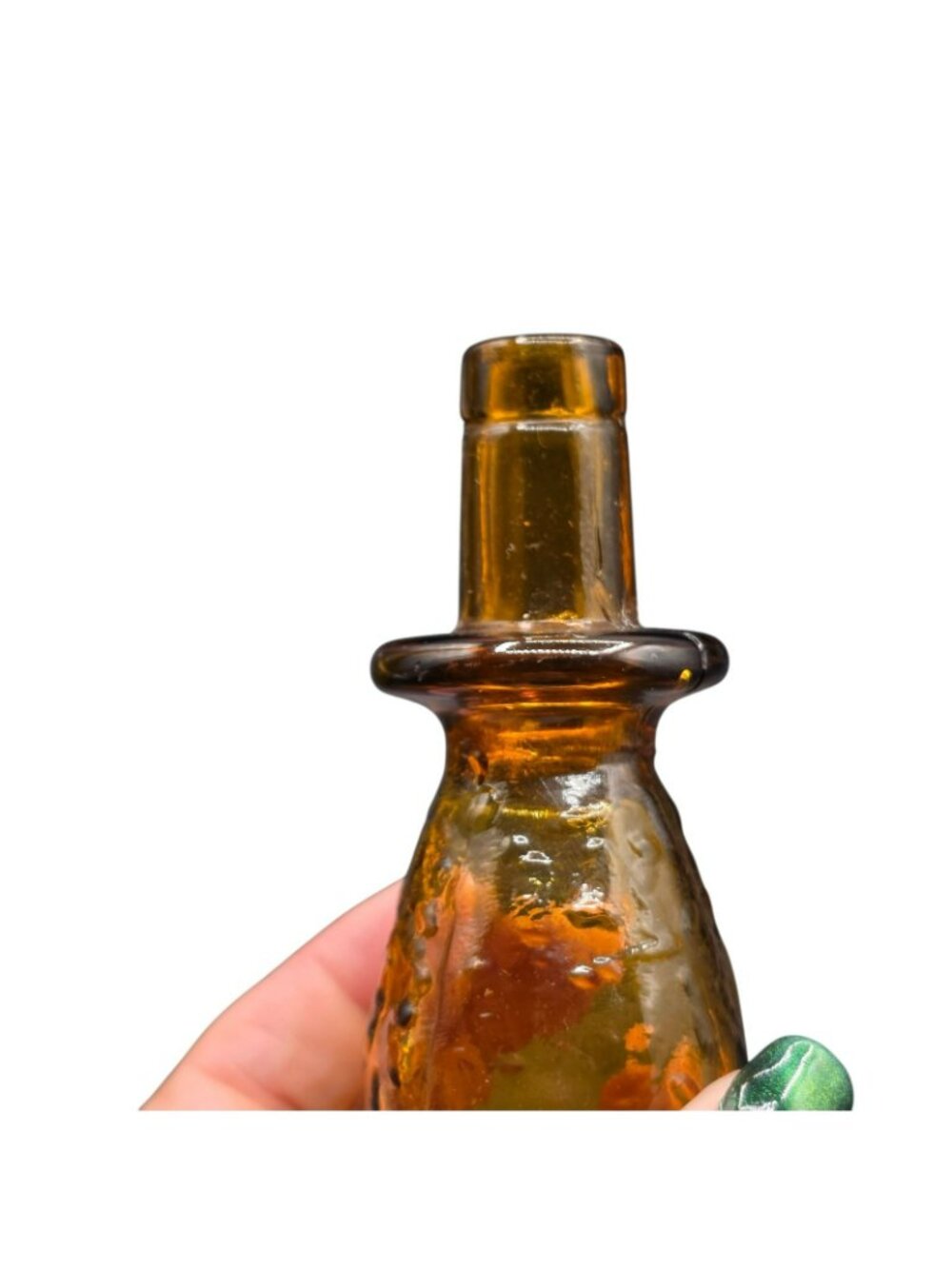 Vintage Florentine Empoli Amber Glass Decanter Flame Stopper Italy - Picture 9 of 11